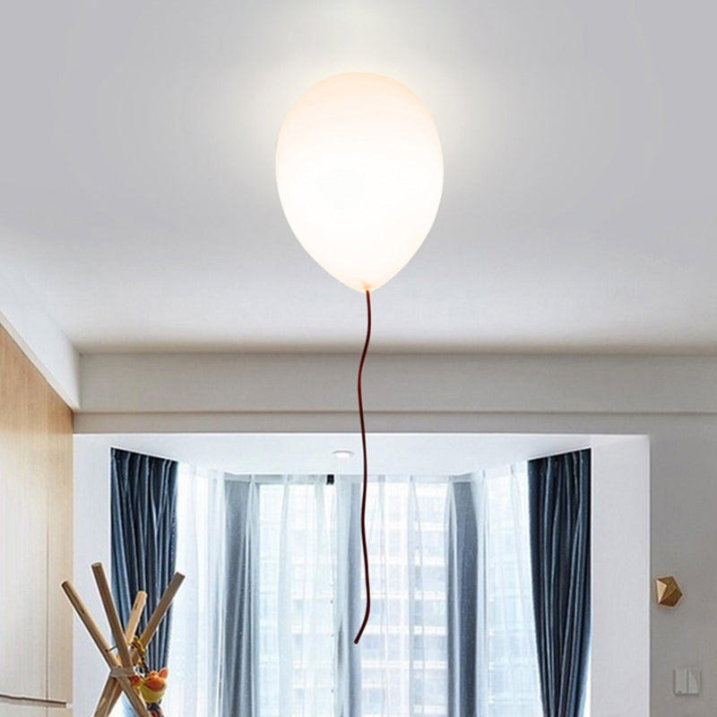 Contemporary White Balloon Shade Flush Mount Light with Opal Glass Ceiling Fixture - 8"/10" W, 1 Head - Warm/White Light