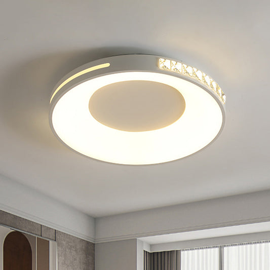 White Round Ceiling Flush Mount LED Light Fixture for Bedroom