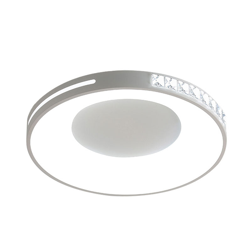 White Round Ceiling Flush Mount LED Light Fixture for Bedroom