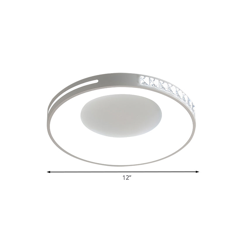 White Round Ceiling Flush Mount LED Light Fixture for Bedroom