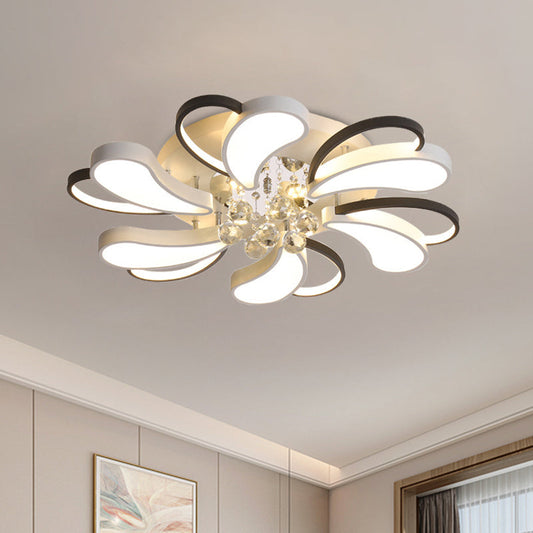 Spiral Heart Semi Flush LED Lamp with Crystal Droplet