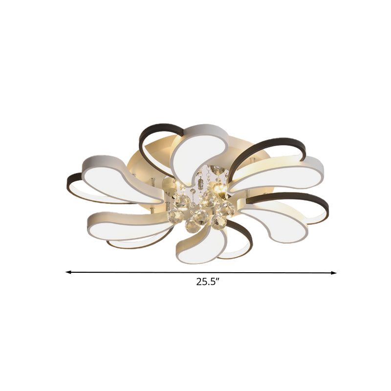 Lampe LED semi-encastrée en forme de cœur en spirale avec gouttelettes en cristal