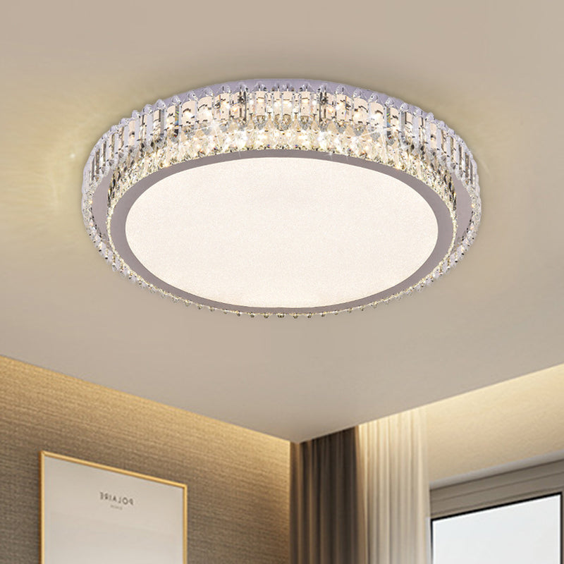 Crystal Block LED Ceiling Flush Mount with Clear Round Design - Sleek and Simplicity Lighting for Bedroom