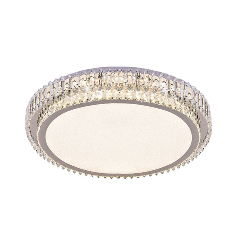 Crystal Block LED Ceiling Flush Mount with Clear Round Design - Sleek and Simplicity Lighting for Bedroom
