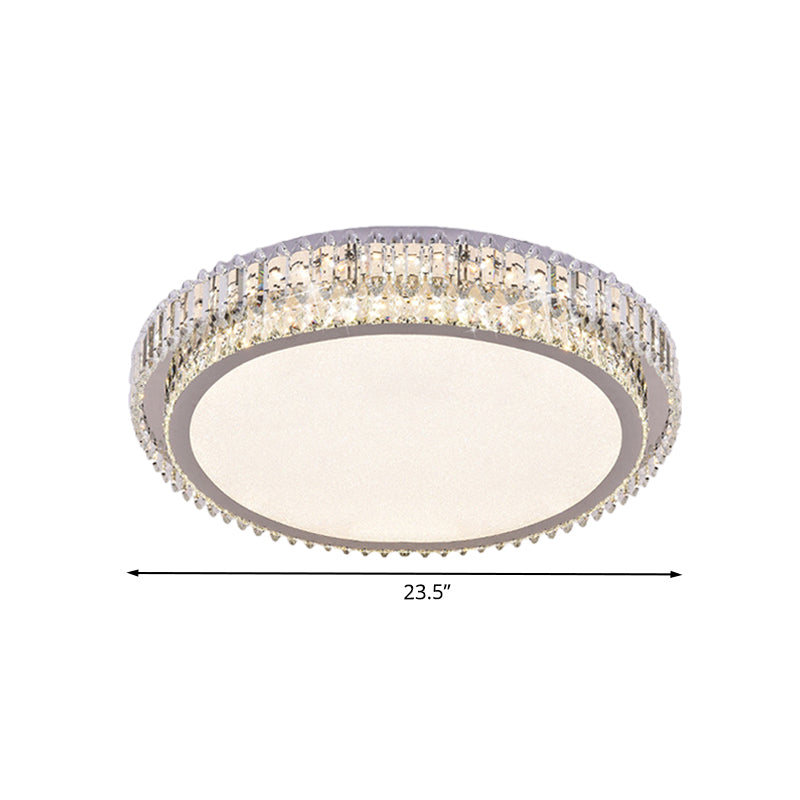 Crystal Block LED Ceiling Flush Mount with Clear Round Design - Sleek and Simplicity Lighting for Bedroom