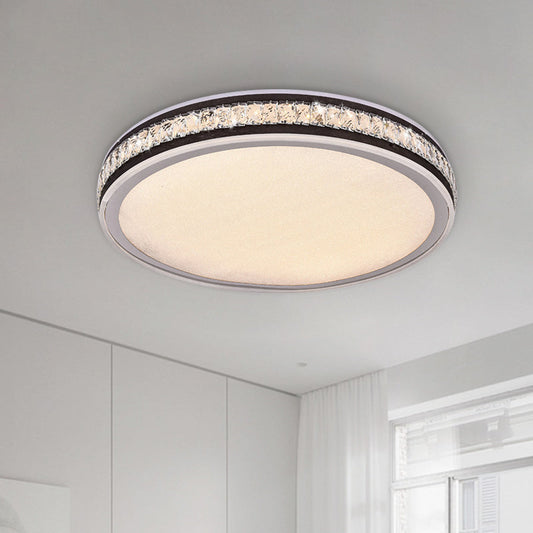 Minimal LED Crystal Flush Mount Ceiling Lamp in Black Finish