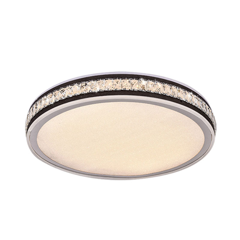 Minimal LED Crystal Flush Mount Ceiling Lamp in Black Finish