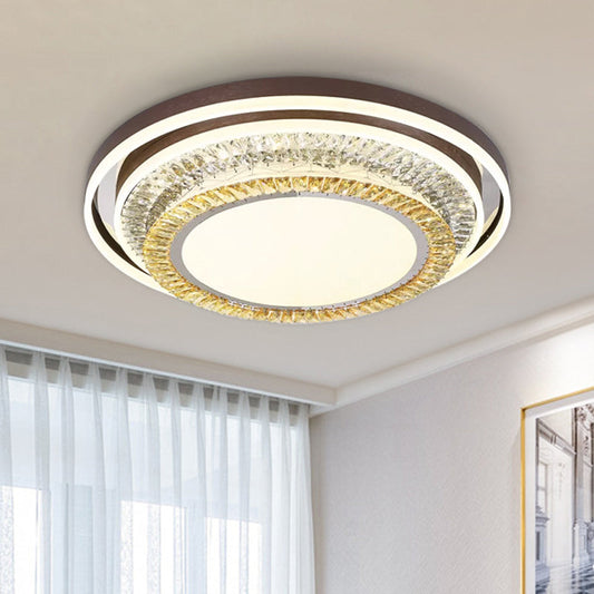 Modern Brown Flush Mount Crystal Block LED Lamp for Living Room