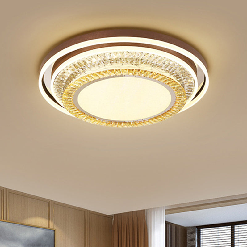 Modern Brown Flush Mount Crystal Block LED Lamp for Living Room