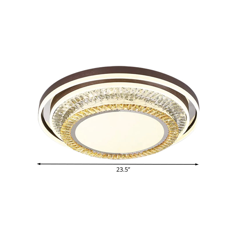 Modern Brown Flush Mount Crystal Block LED Lamp for Living Room