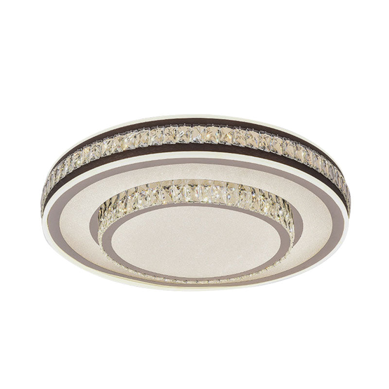 Modern Crystal Circle Flushmount Ceiling Light with LED - Black 2-Layer Flush