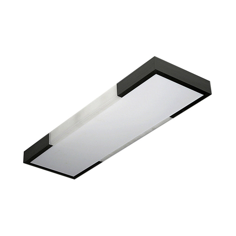 Sleek Simplicity Rectangular Flush Mount Lamp - 8"/15" Wide, Metal, 24.5"/35.5" Long - LED Cloakroom Flush Light Fixture in Black/Silver