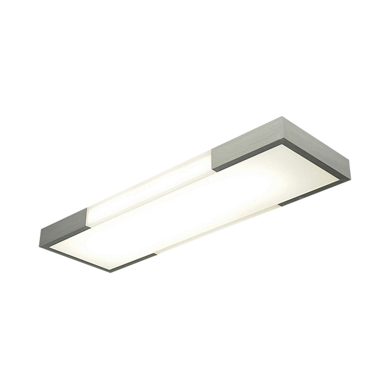 Sleek Simplicity Rectangular Flush Mount Lamp - 8"/15" Wide, Metal, 24.5"/35.5" Long - LED Cloakroom Flush Light Fixture in Black/Silver