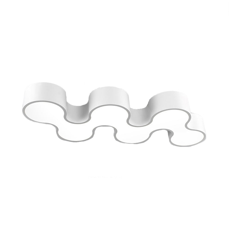 Contemporary Wavy Design Acrylic Flush Mount LED Ceiling Light for Bedroom in Warm/White