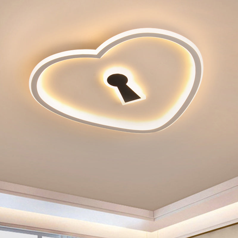 Minimalist Loving Heart Ultrathin LED Ceiling Light - Pink/White