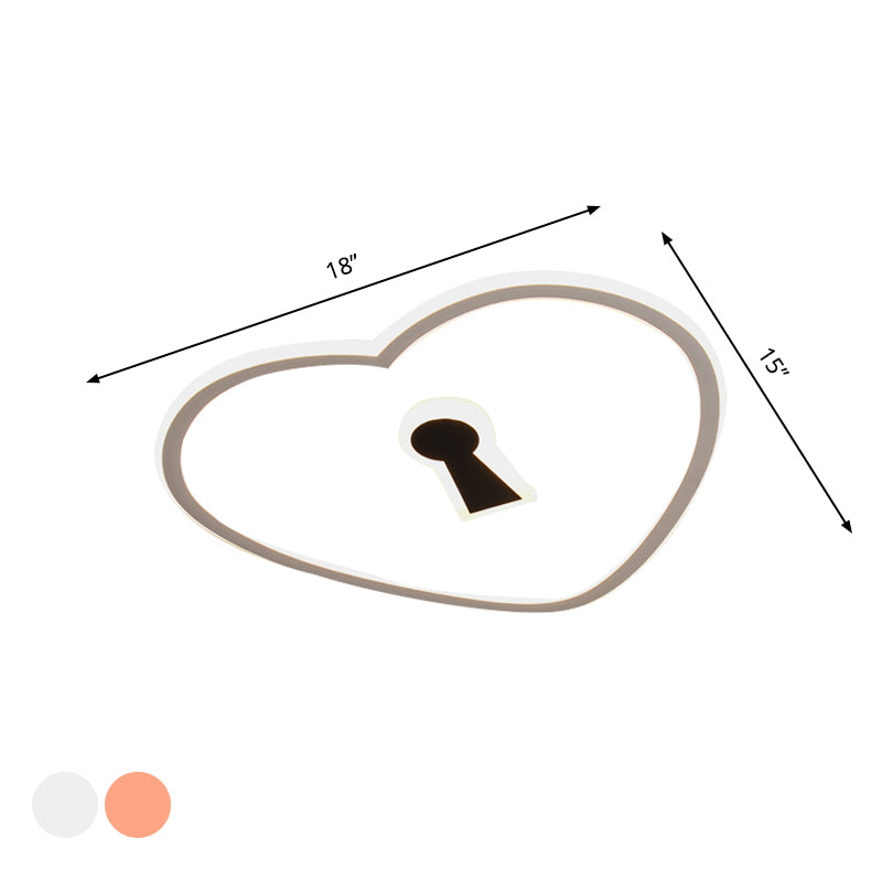 Minimalist Loving Heart Ultrathin LED Ceiling Light - Pink/White