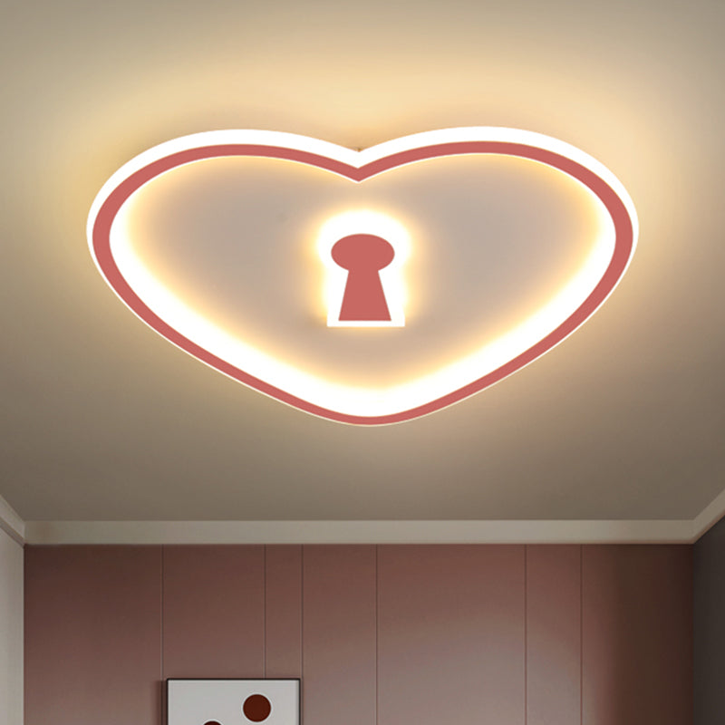 Minimalist Loving Heart Ultrathin LED Ceiling Light - Pink/White