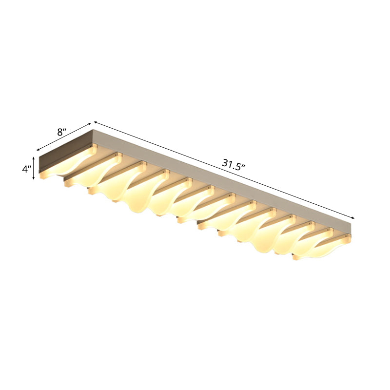 Modern LED Rectangular Ceiling Flush Light Fixture - 16"/23.5"/31.5" Wide - White Flushmount - Warm/White Light