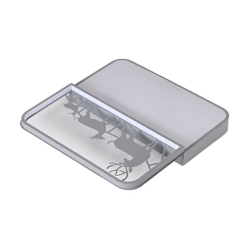 Modern Nordic LED Flush Ceiling Light - Black/Grey Deer Flush Mount with Aluminum Square Shade