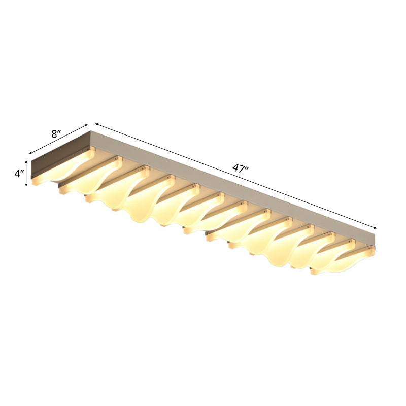 Modern LED Rectangular Ceiling Flush Light Fixture - 16"/23.5"/31.5" Wide - White Flushmount - Warm/White Light