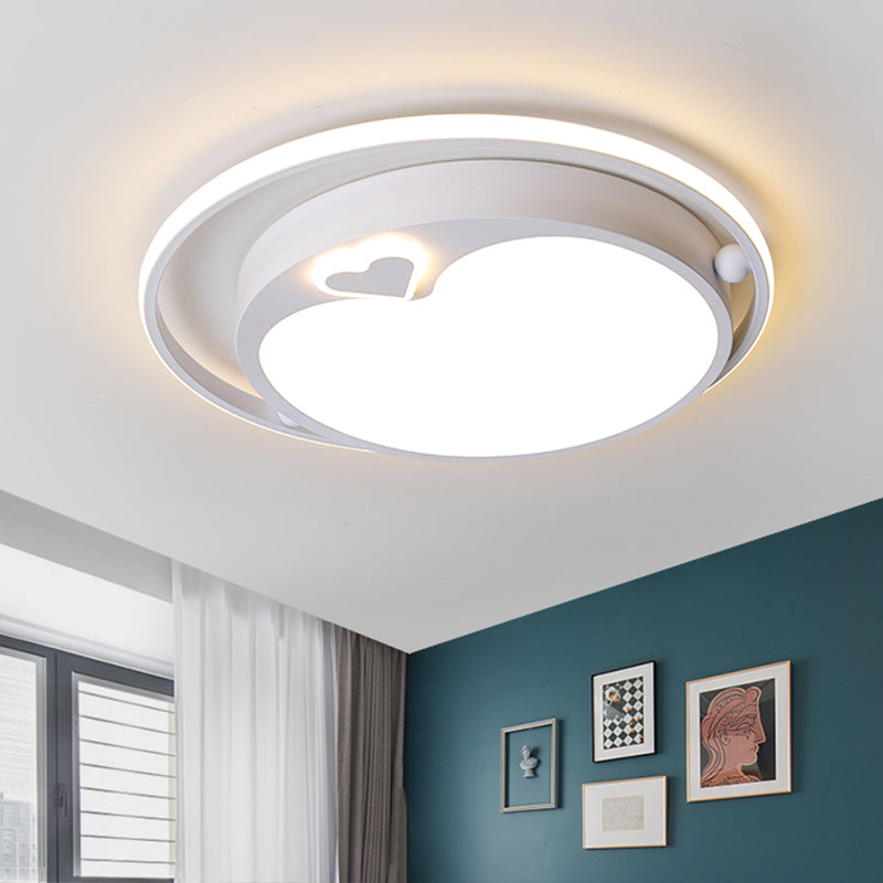 White Apple Ceiling Flush Light - Nordic LED Acrylic Mount in Warm/White Light
