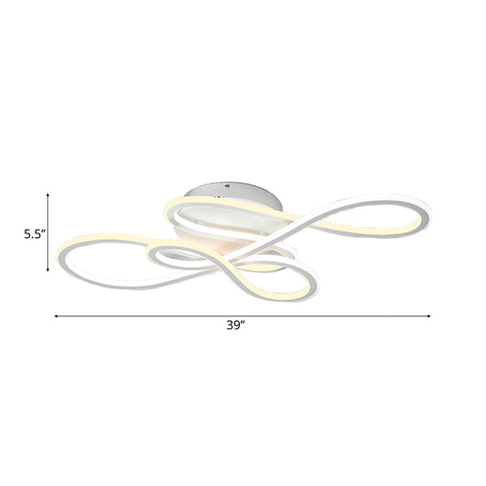 31.5/39 Modern Acrylic Led Semi-Flush Ceiling Light - Twisted Design Warm/White For Living Room