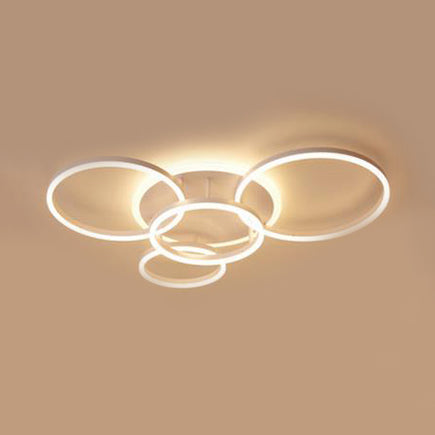 Modern Acrylic LED Flush Ceiling Light with Halo-Like Ring - White, 2/3/5 Lights