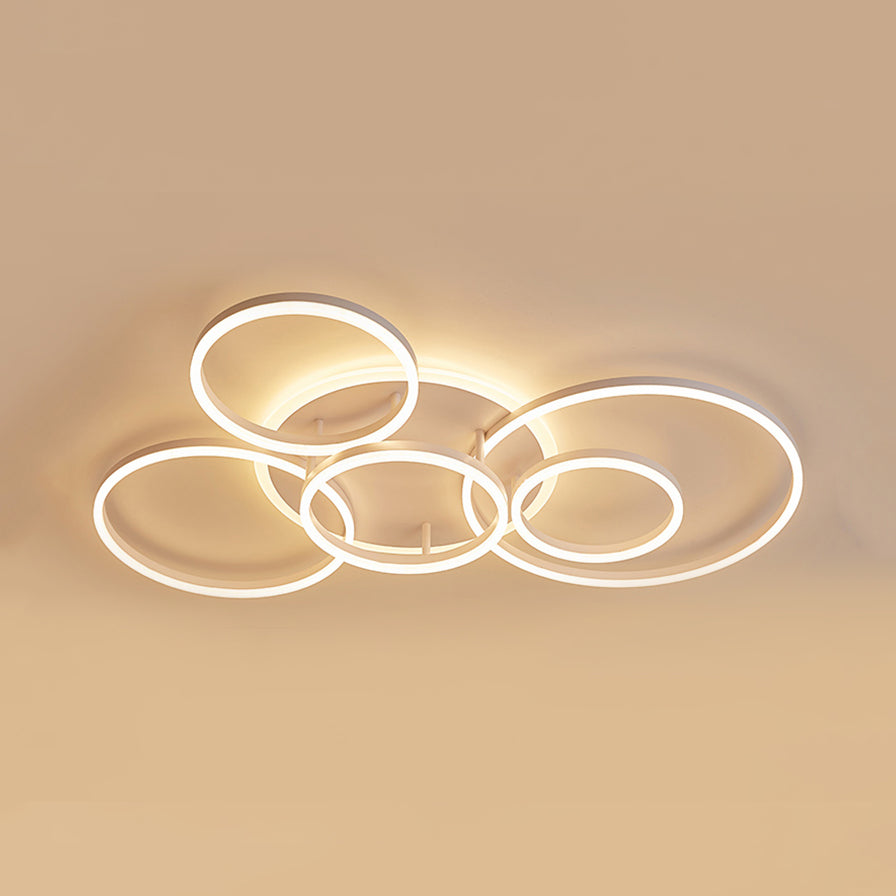 Modern Acrylic LED Flush Ceiling Light with Halo-Like Ring - White, 2/3/5 Lights
