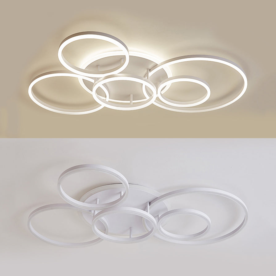 Modern Acrylic LED Flush Ceiling Light with Halo-Like Ring - White, 2/3/5 Lights
