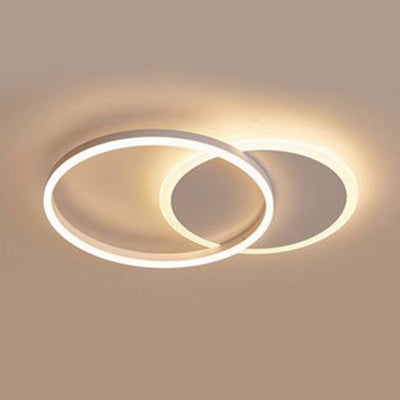 Modern Acrylic LED Flush Ceiling Light with Halo-Like Ring - White, 2/3/5 Lights