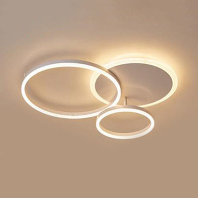 Modern Acrylic LED Flush Ceiling Light with Halo-Like Ring - White, 2/3/5 Lights