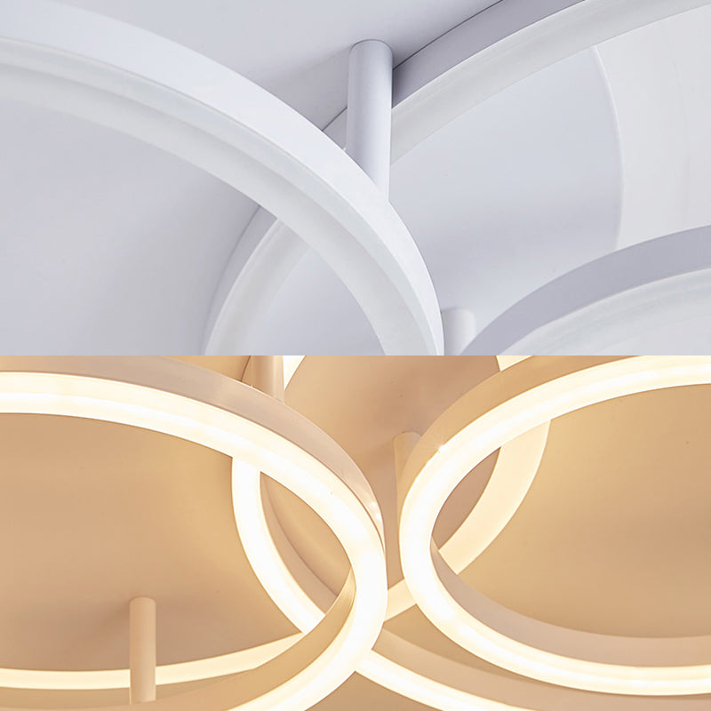 Modern Acrylic LED Flush Ceiling Light with Halo-Like Ring - White, 2/3/5 Lights