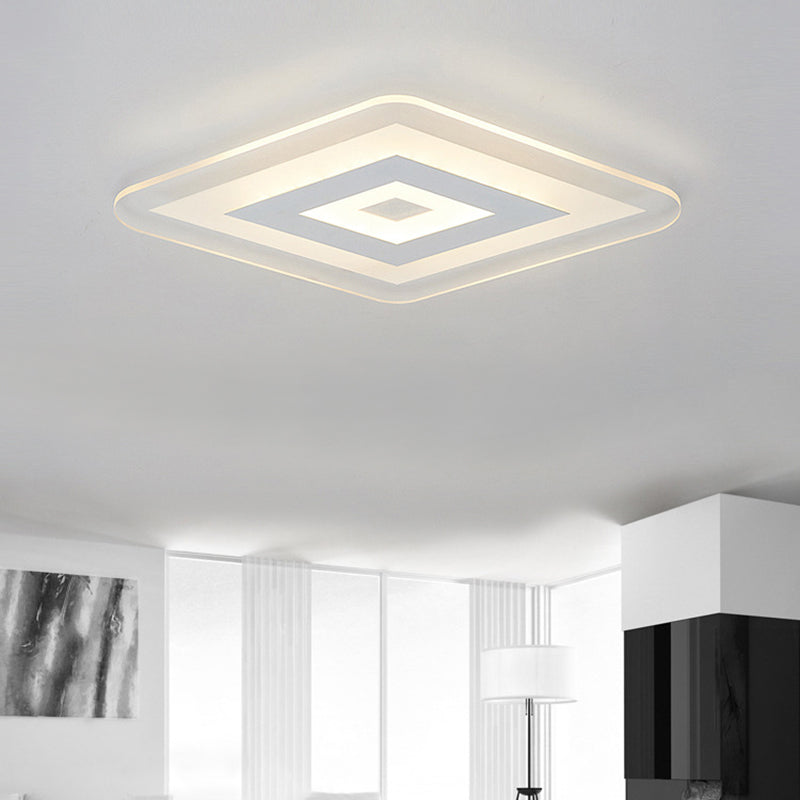 Sleek 23"/31"/47" Thin Acrylic Flush Mount LED Ceiling Lamp in Warm/White Light - White