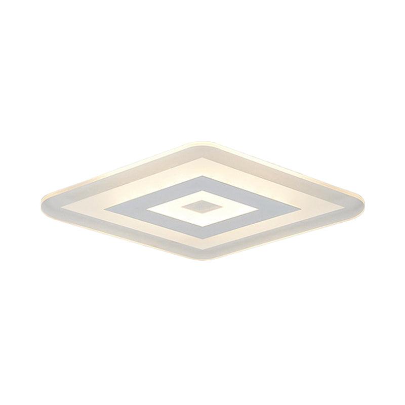 Sleek 23"/31"/47" Thin Acrylic Flush Mount LED Ceiling Lamp in Warm/White Light - White