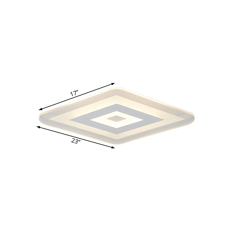 Sleek 23"/31"/47" Thin Acrylic Flush Mount LED Ceiling Lamp in Warm/White Light - White