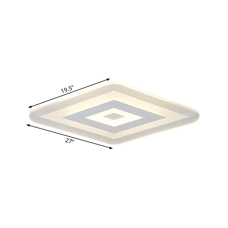 Sleek 23"/31"/47" Thin Acrylic Flush Mount LED Ceiling Lamp in Warm/White Light - White