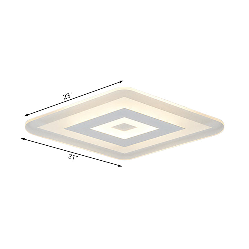 Sleek 23"/31"/47" Thin Acrylic Flush Mount LED Ceiling Lamp in Warm/White Light - White
