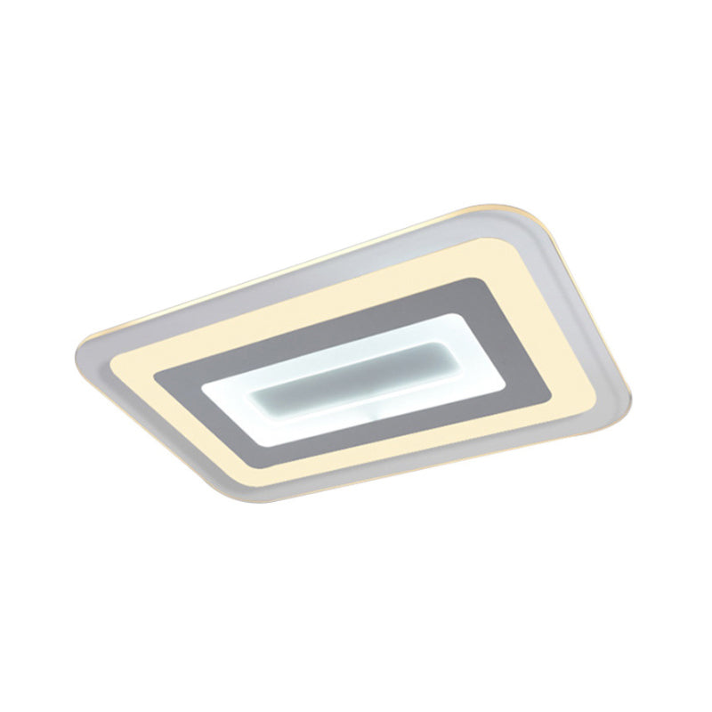 Sleek 23"/31"/47" Thin Acrylic Flush Mount LED Ceiling Lamp in Warm/White Light - White