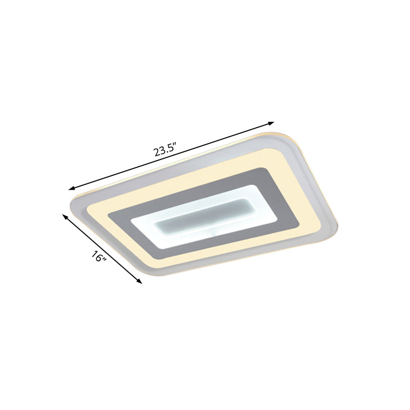 Sleek 23"/31"/47" Thin Acrylic Flush Mount LED Ceiling Lamp in Warm/White Light - White