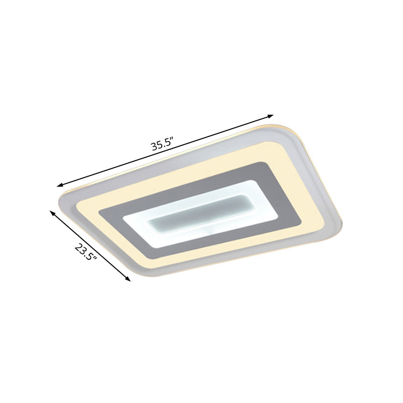 Sleek 23"/31"/47" Thin Acrylic Flush Mount LED Ceiling Lamp in Warm/White Light - White