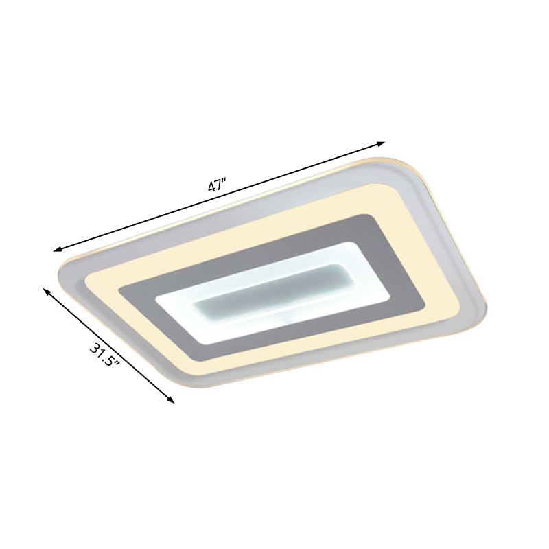Sleek 23"/31"/47" Thin Acrylic Flush Mount LED Ceiling Lamp in Warm/White Light - White