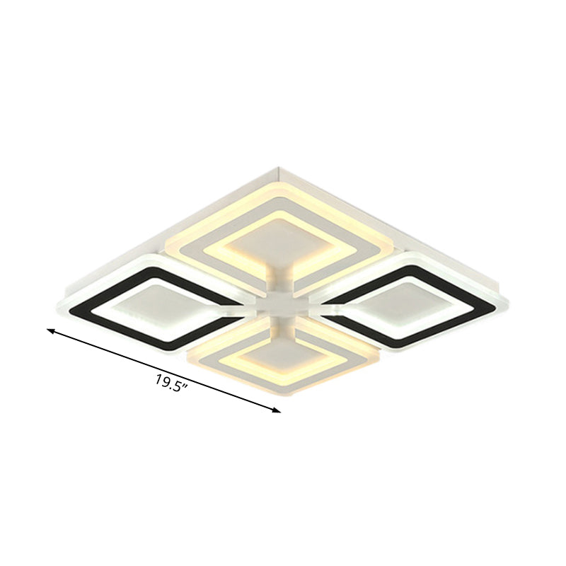 Plafonnier moderne à motif de diamant avec LED en acrylique - Lumière chaude/blanche - Idéal pour le salon