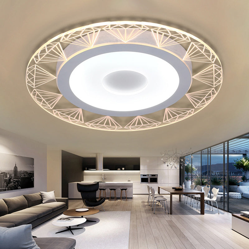 Diamond-Shaped LED Flush Mount Ceiling Light - Modern Acrylic, Sizes: 8"/16.5"/20.5", Warm/White Light - Perfect for Living Room