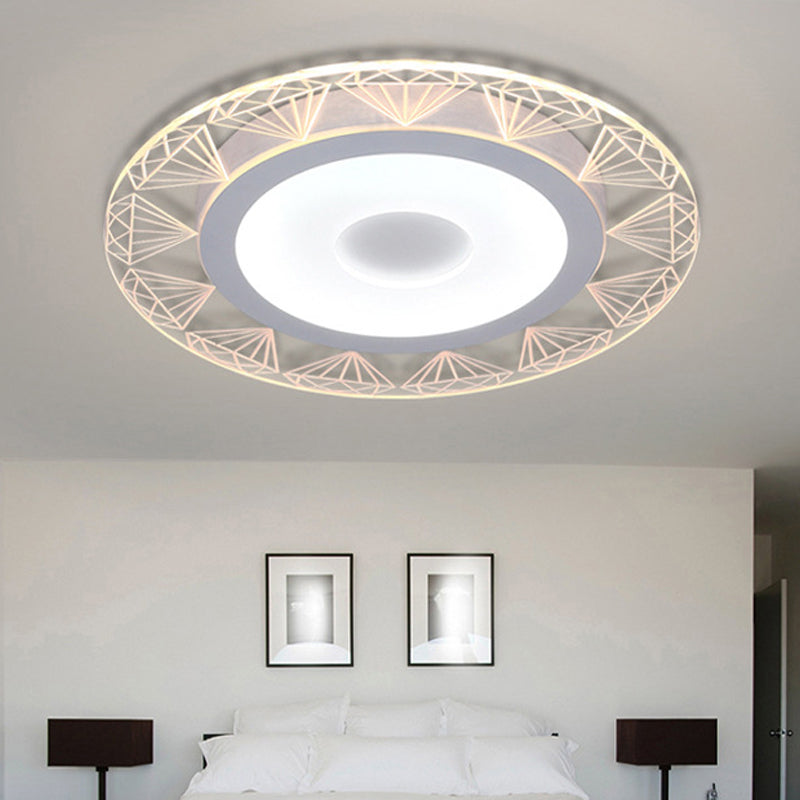 Diamond-Shaped LED Flush Mount Ceiling Light - Modern Acrylic, Sizes: 8"/16.5"/20.5", Warm/White Light - Perfect for Living Room