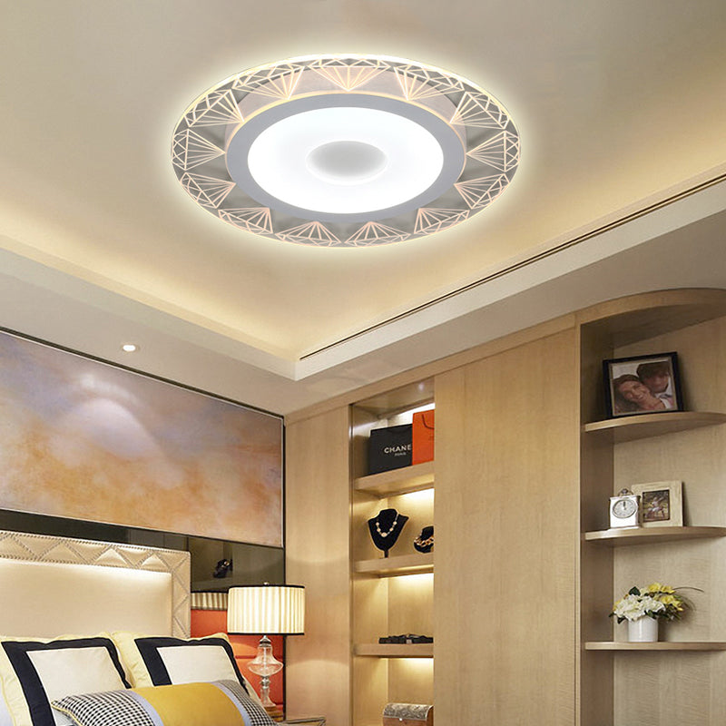 Diamond-Shaped LED Flush Mount Ceiling Light - Modern Acrylic, Sizes: 8"/16.5"/20.5", Warm/White Light - Perfect for Living Room