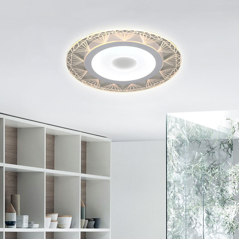 Diamond-Shaped LED Flush Mount Ceiling Light - Modern Acrylic, Sizes: 8"/16.5"/20.5", Warm/White Light - Perfect for Living Room