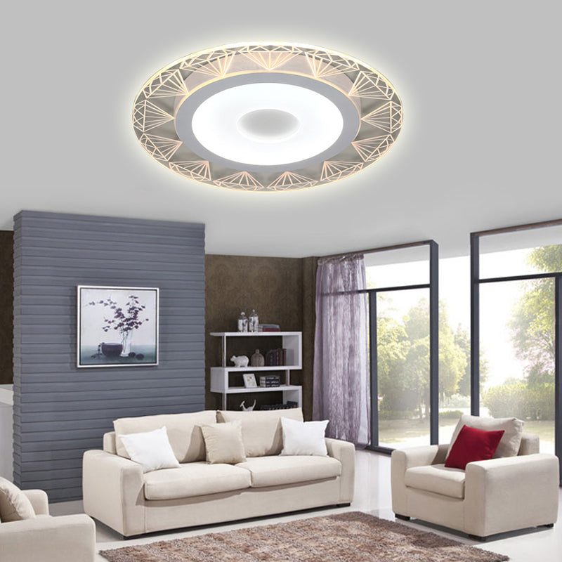Diamond-Shaped LED Flush Mount Ceiling Light - Modern Acrylic, Sizes: 8"/16.5"/20.5", Warm/White Light - Perfect for Living Room
