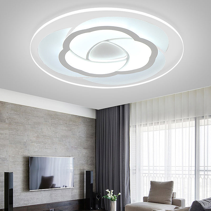 LED Flower Acrylic Flush Mount Bedroom Light with White Shade - 3 Sizes & Light Options