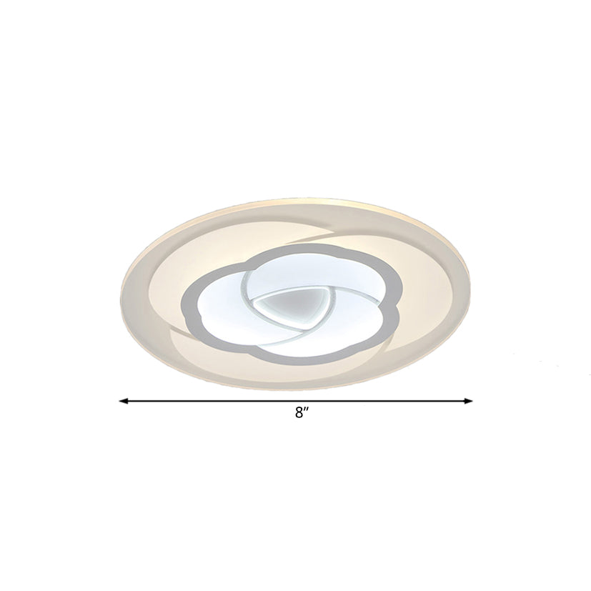 LED Flower Acrylic Flush Mount Bedroom Light with White Shade - 3 Sizes & Light Options