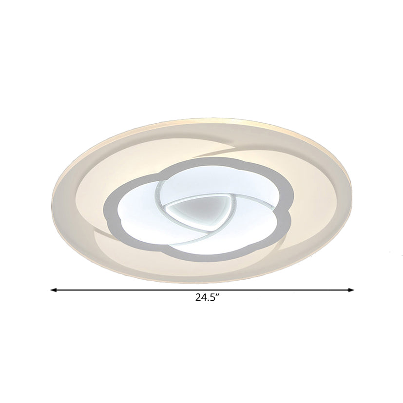 LED Flower Acrylic Flush Mount Bedroom Light with White Shade - 3 Sizes & Light Options